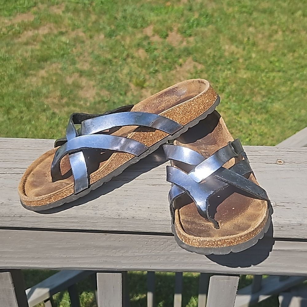 Birkenstock Betula silver metallic strappy sandal size 6